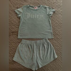 Juicy couture, loungewear, sleepwear, pajama velour, top and shorts set
